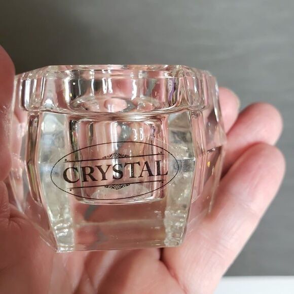 Crystal Glass Hexagon Short Taper Candle Holders Set of 2 1.5" Table Dining - Picture 4 of 9